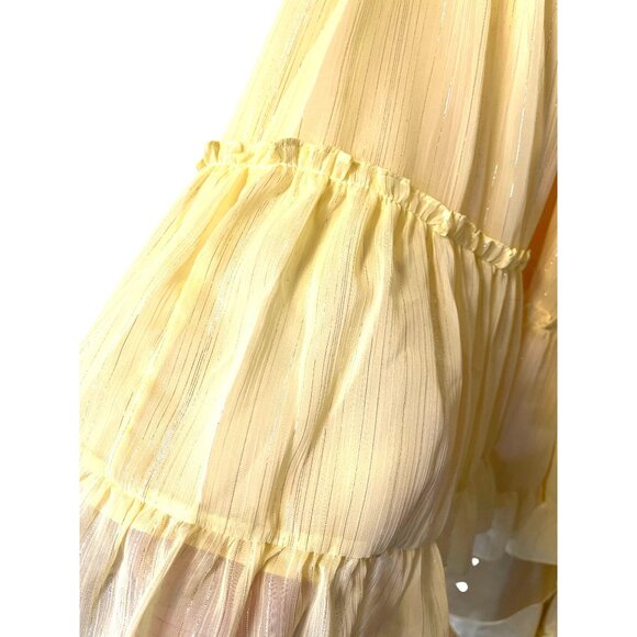 Mac Duggal Beaded Ruffle High Low Yellow Gown in Lemon Yellow Sizes 4 & 6 - Picture 11 of 14